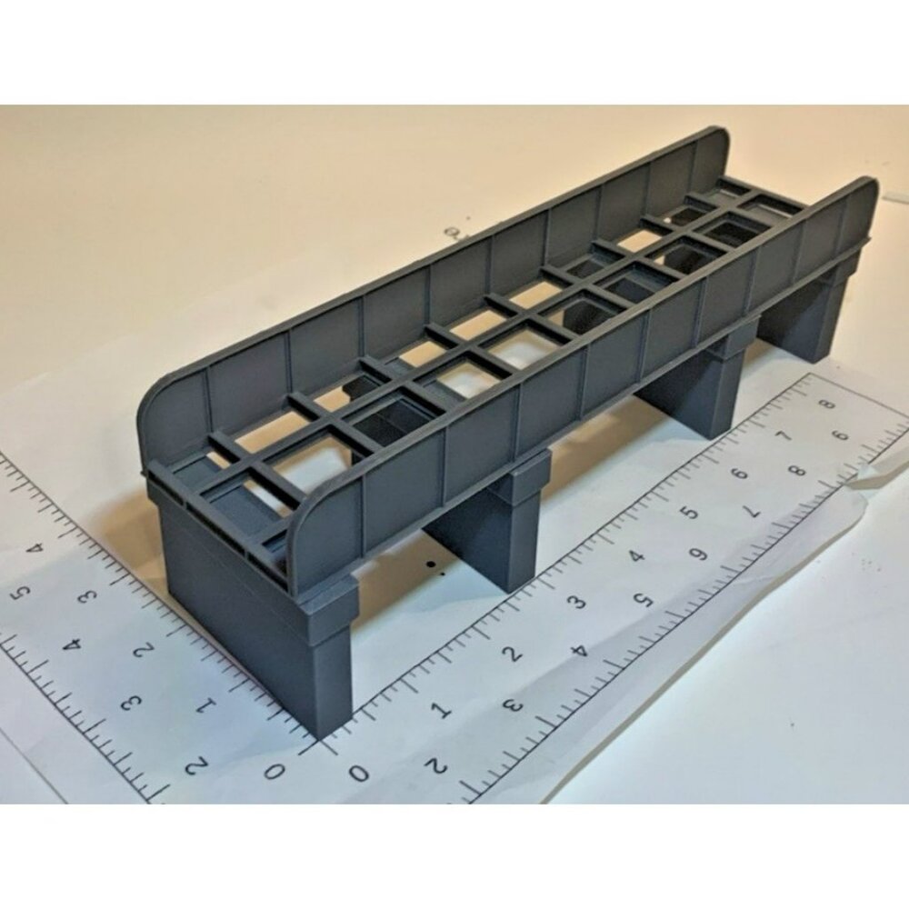 HO Scale 1:87 Steel Girder Bridge with Stone Piers for Model Train Truss Layouts
